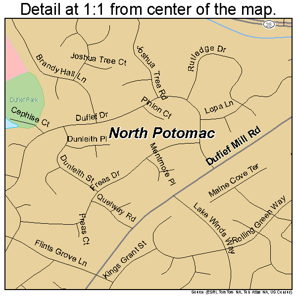 North Potomac, Maryland road map detail