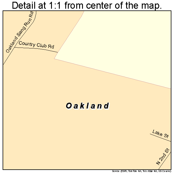 Oakland, Maryland road map detail