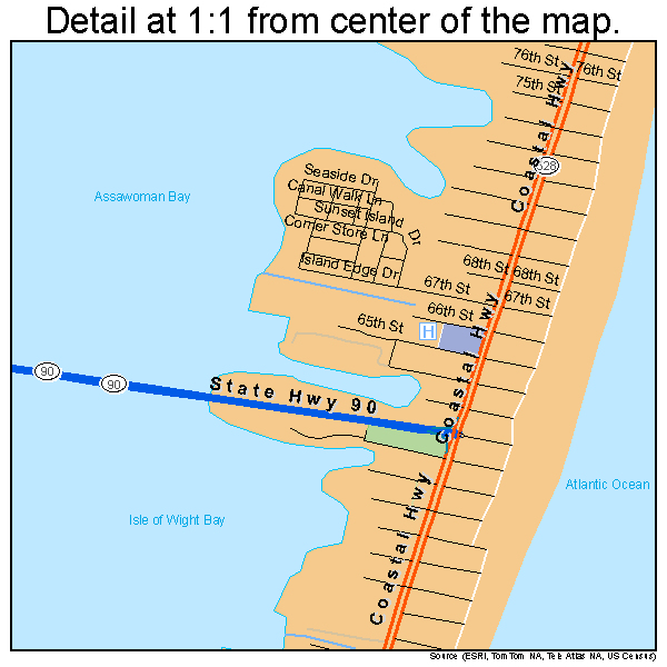 Ocean City, Maryland road map detail