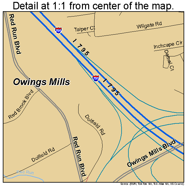 Owings Mills, Maryland road map detail