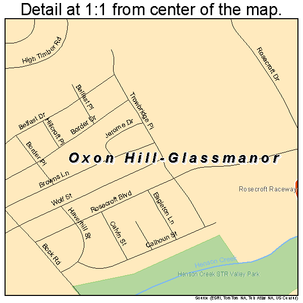 Oxon Hill-Glassmanor, Maryland road map detail