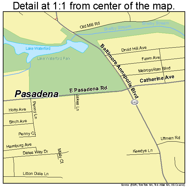 Pasadena, Maryland road map detail