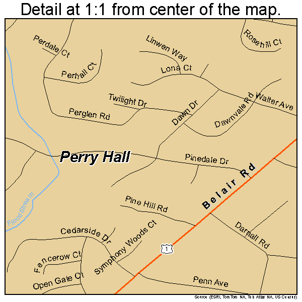 Perry Hall, Maryland road map detail