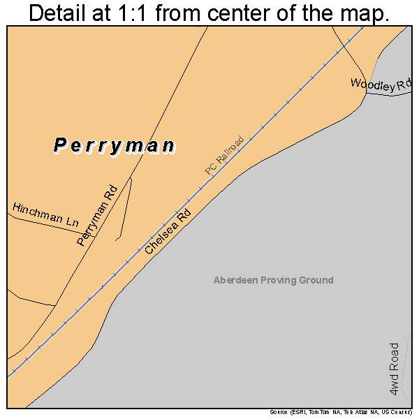 Perryman, Maryland road map detail