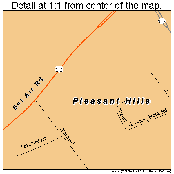 Pleasant Hills, Maryland road map detail