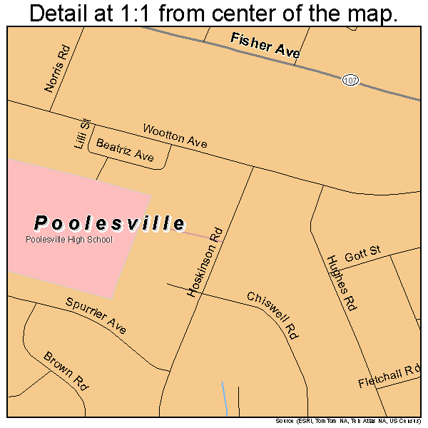 Poolesville, Maryland road map detail
