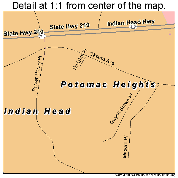 Potomac Heights, Maryland road map detail