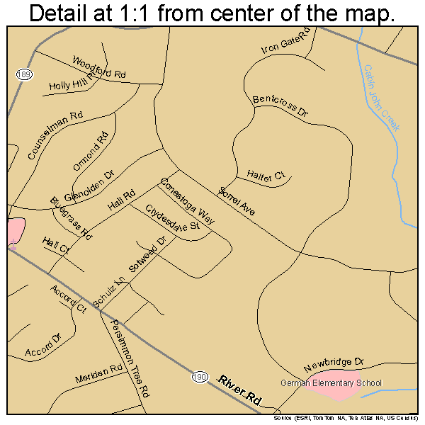 Potomac, Maryland road map detail