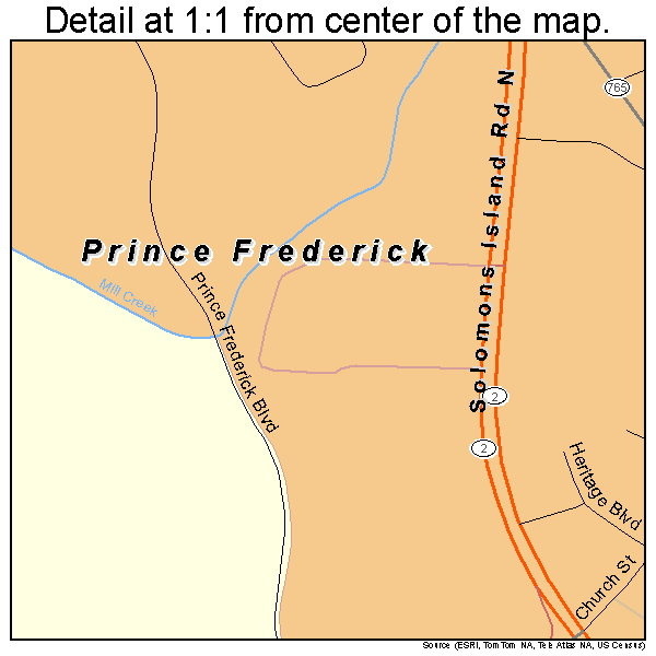 Prince Frederick, Maryland road map detail