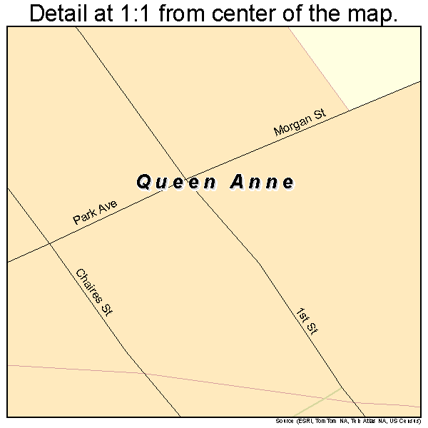 Queen Anne, Maryland road map detail