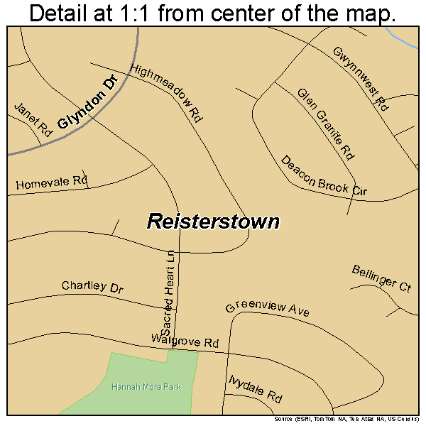 Reisterstown, Maryland road map detail