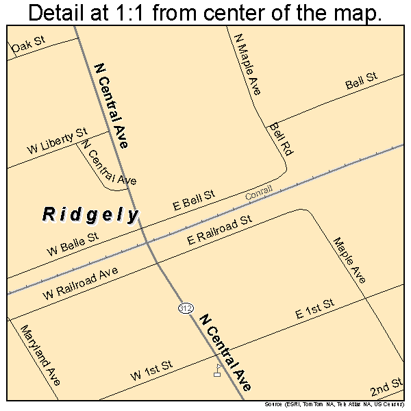 Ridgely, Maryland road map detail
