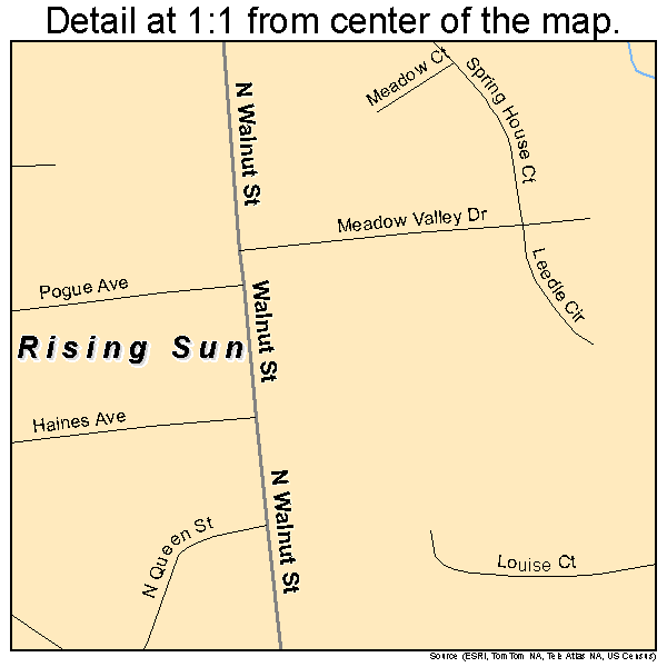 Rising Sun, Maryland road map detail