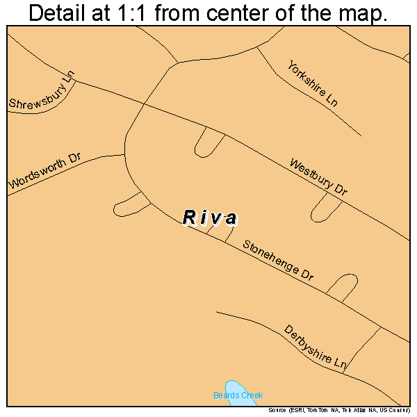 Riva, Maryland road map detail