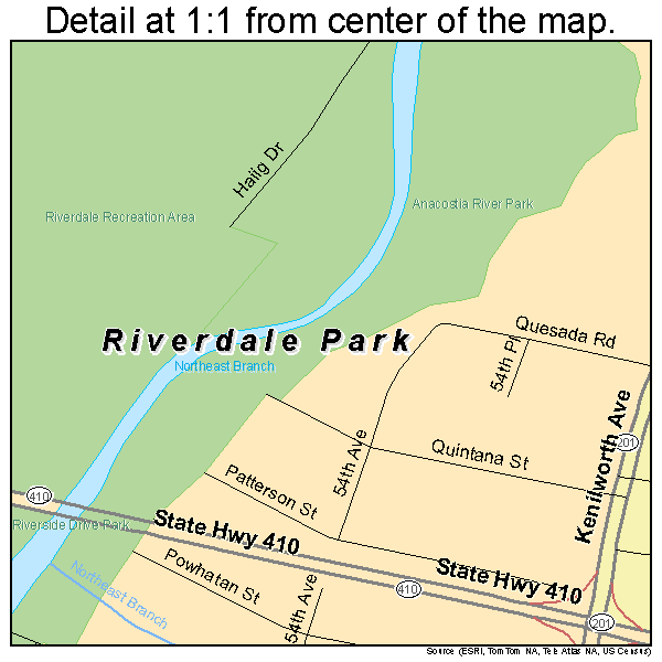 Riverdale Park, Maryland road map detail