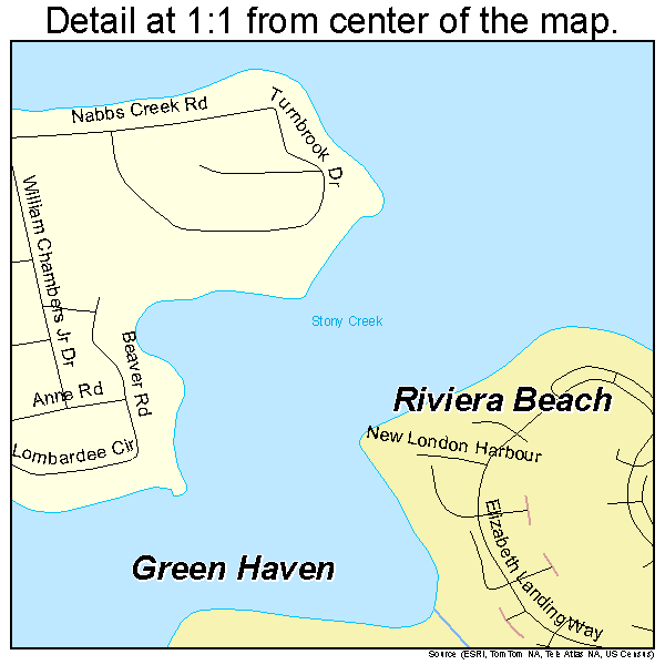 Riviera Beach, Maryland road map detail