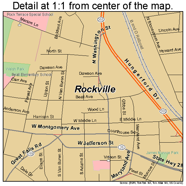 Rockville, Maryland road map detail