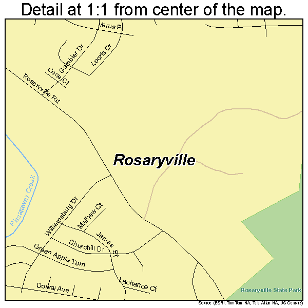 Rosaryville, Maryland road map detail