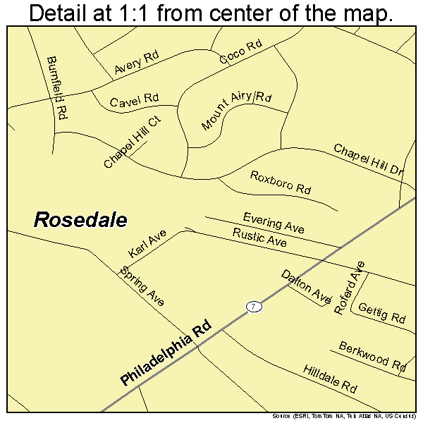 Rosedale, Maryland road map detail