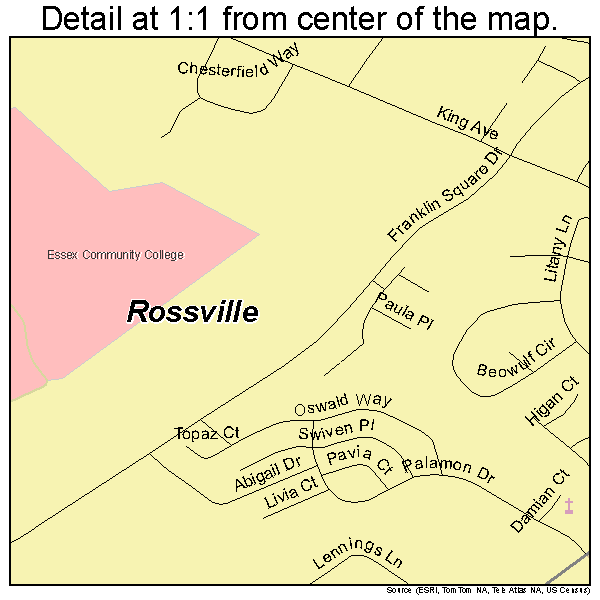 Rossville, Maryland road map detail