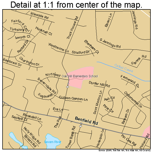 Severna Park, Maryland road map detail