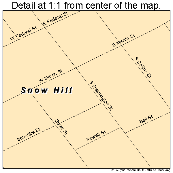 Snow Hill, Maryland road map detail