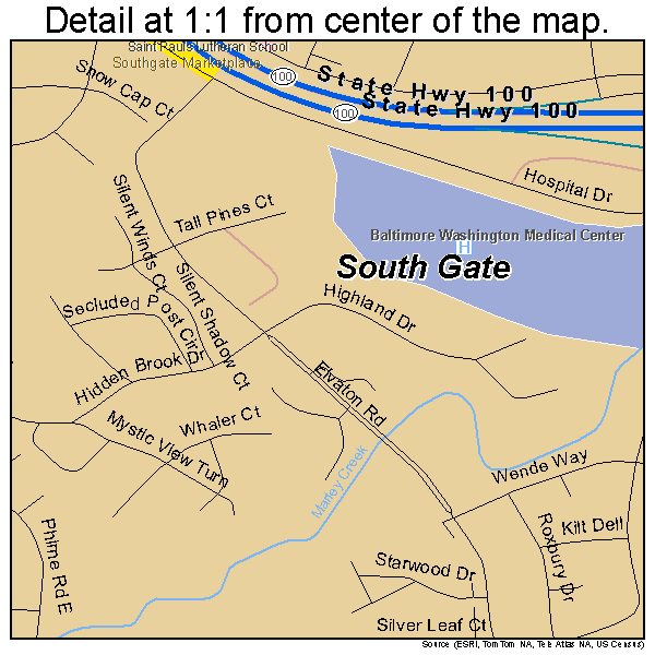 South Gate, Maryland road map detail