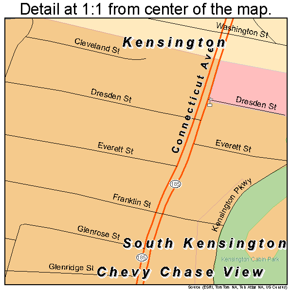 South Kensington, Maryland road map detail