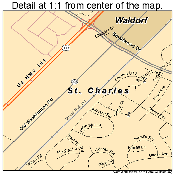 St. Charles, Maryland road map detail
