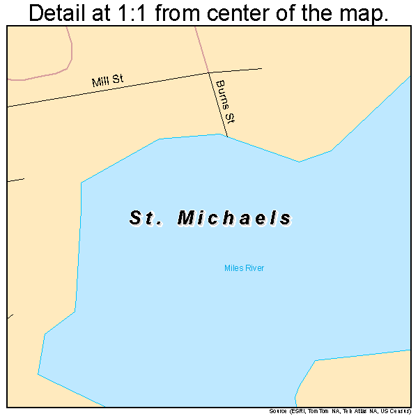 St. Michaels, Maryland road map detail