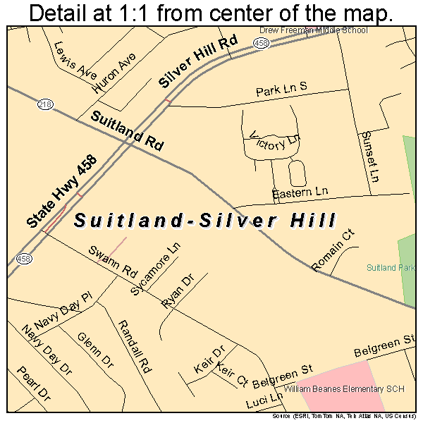 Suitland-Silver Hill, Maryland road map detail