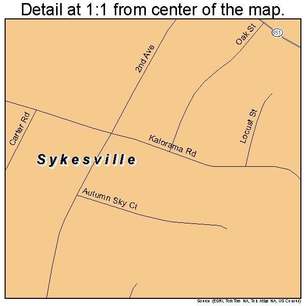 Sykesville, Maryland road map detail