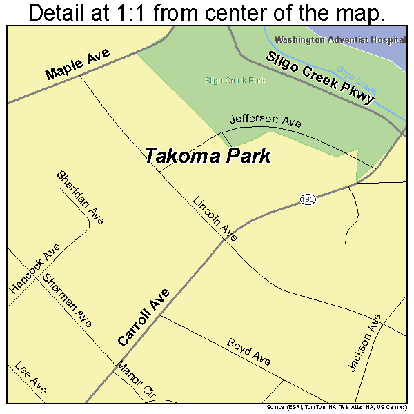 Takoma Park, Maryland road map detail