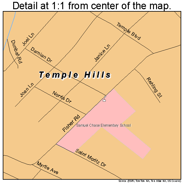 Temple Hills, Maryland road map detail