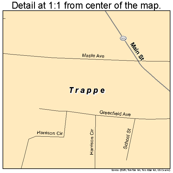 Trappe, Maryland road map detail