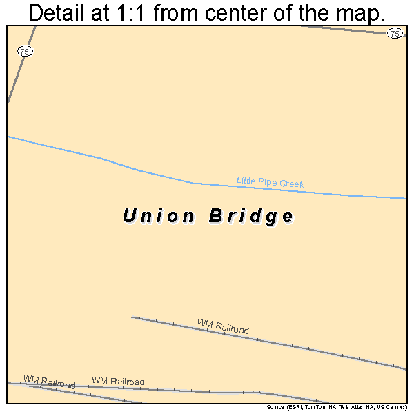 Union Bridge, Maryland road map detail