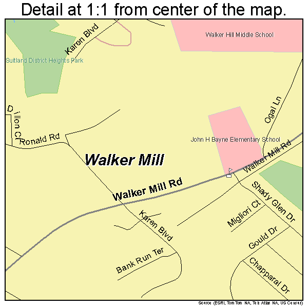 Walker Mill, Maryland road map detail