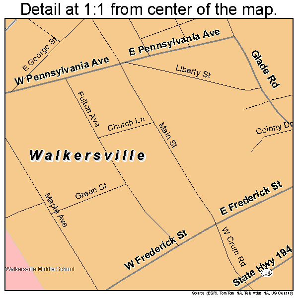 Walkersville, Maryland road map detail