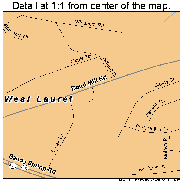 West Laurel, Maryland road map detail