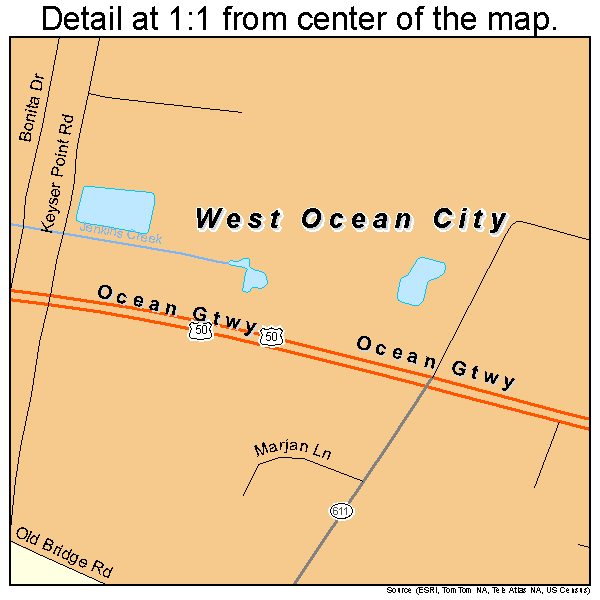 West Ocean City, Maryland road map detail