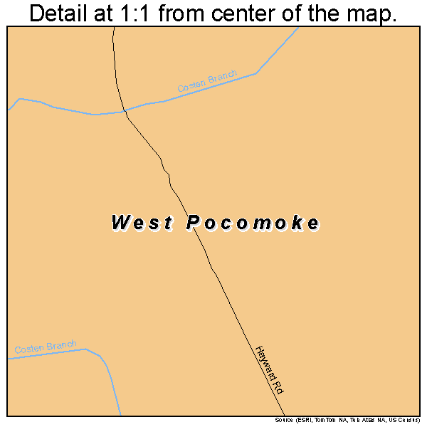 West Pocomoke, Maryland road map detail