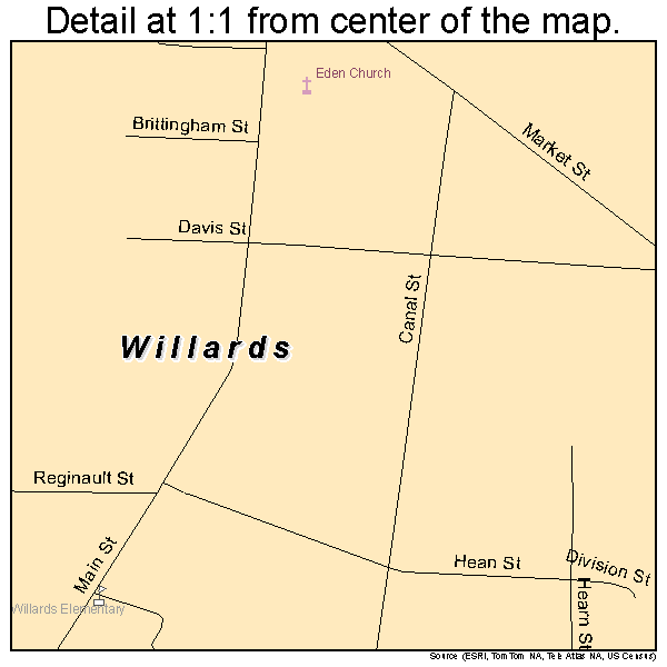 Willards, Maryland road map detail