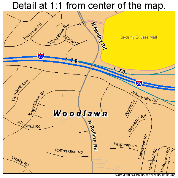 Woodlawn, Maryland road map detail