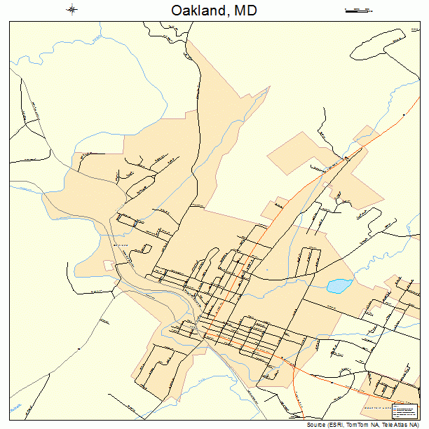 Oakland, MD street map