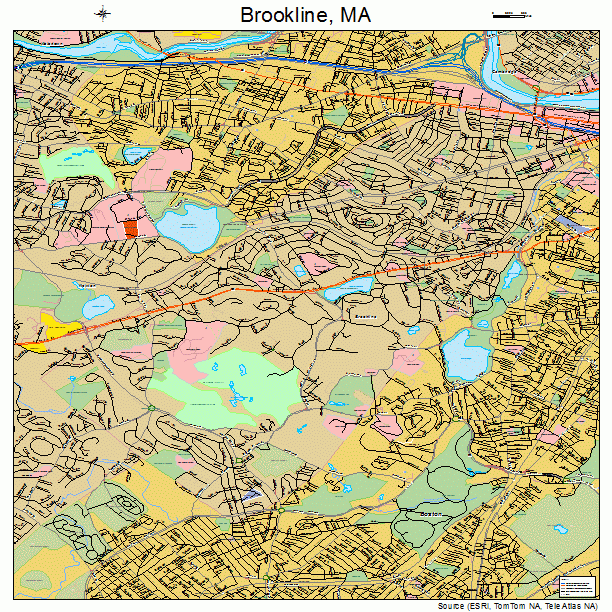 Brookline, MA street map