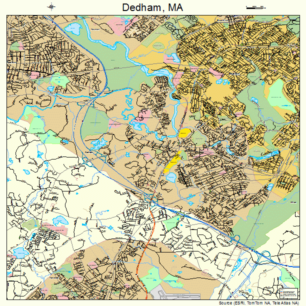 Dedham, MA street map