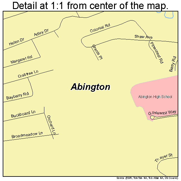 Abington, Massachusetts road map detail