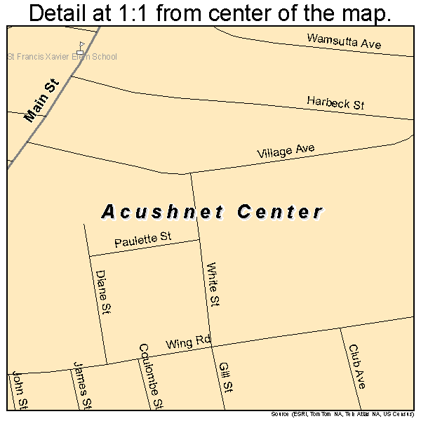 Acushnet Center, Massachusetts road map detail
