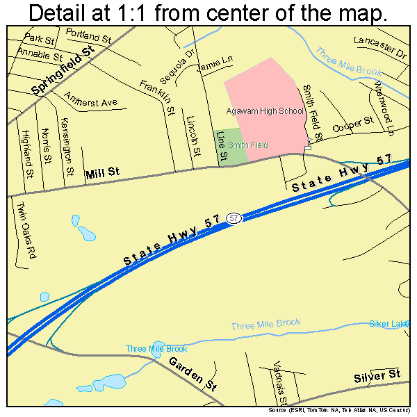 Agawam, Massachusetts road map detail