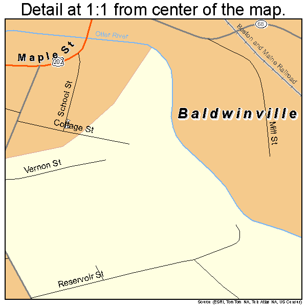 Baldwinville, Massachusetts road map detail